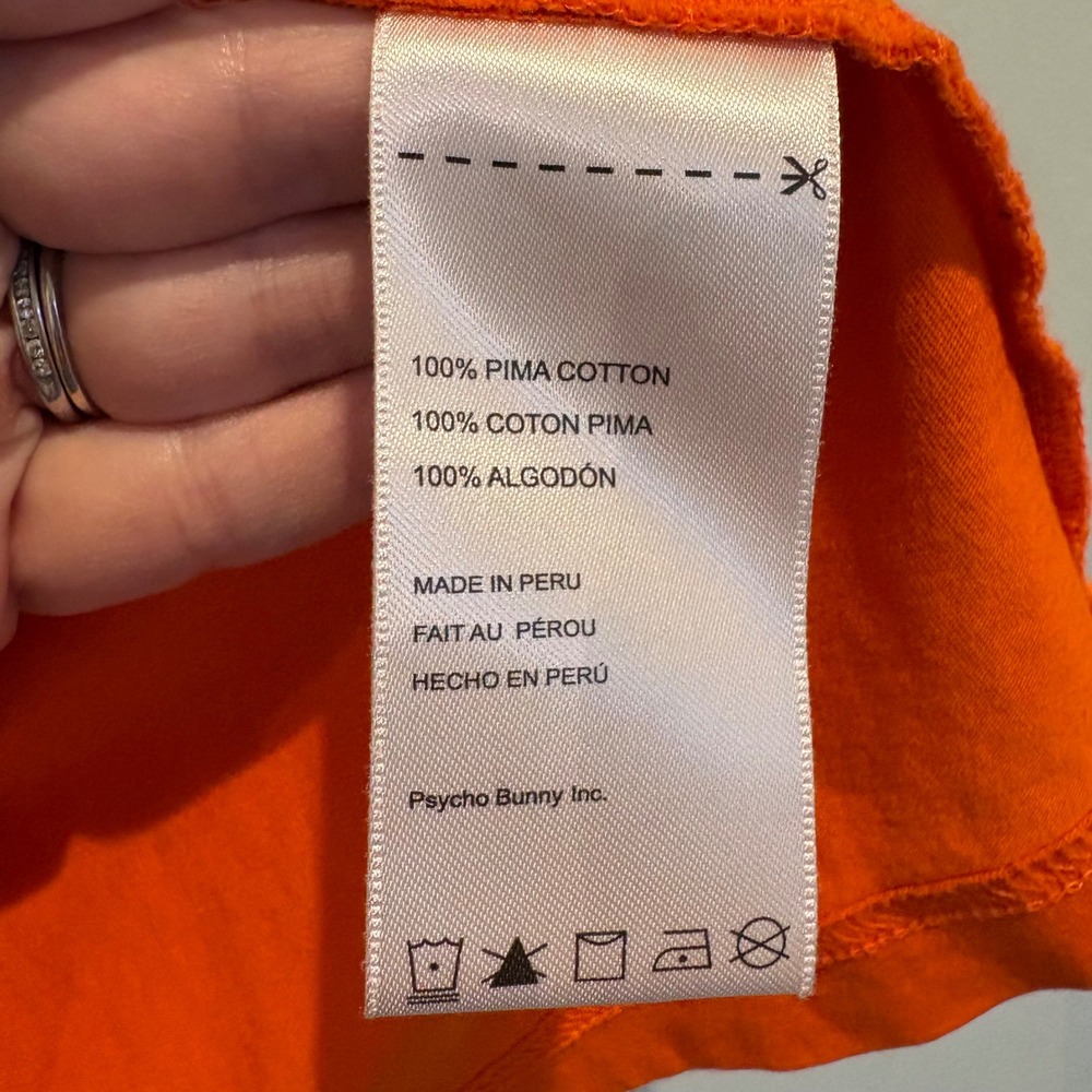Psycho Bunny Graphic Tee Men XS (3) Orange Flocked Logo Pima Cotton Short Sleeve - Picture 11 of 13